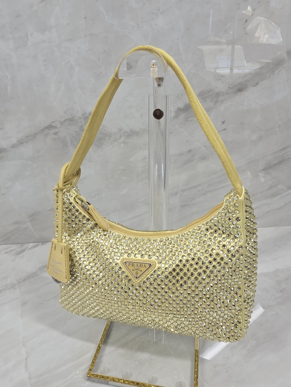 Prada Yellow Crystal-Embellished Shoulder Bag - Picture 2 of 14